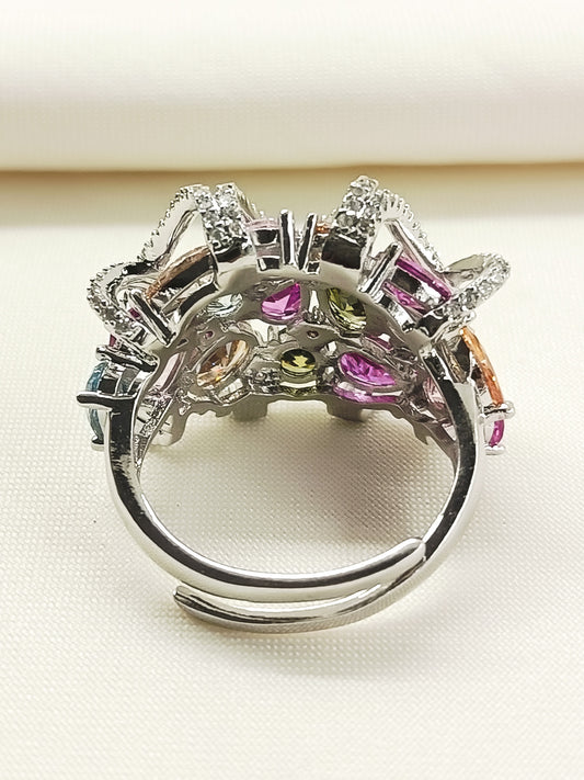 Gritachi Multi Colour American Diamond Finger Ring