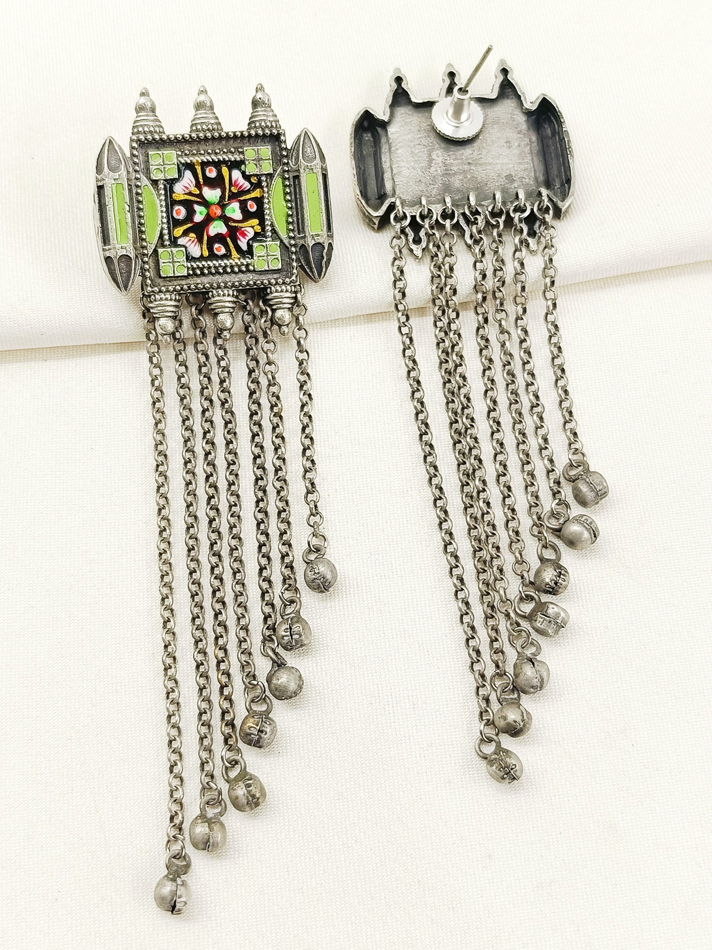 Onyx Multi Colour Oxidized Earring