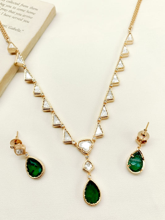 Daisy Green Kundan Necklace Set