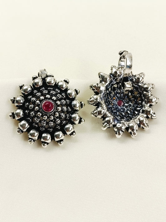 Bharti Ruby Surya Mandala Rava Clip Oxidized Cuff Pair