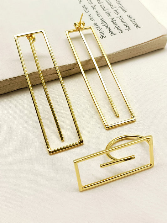 Sureeli Golden Western Earrings With Finger Ring
