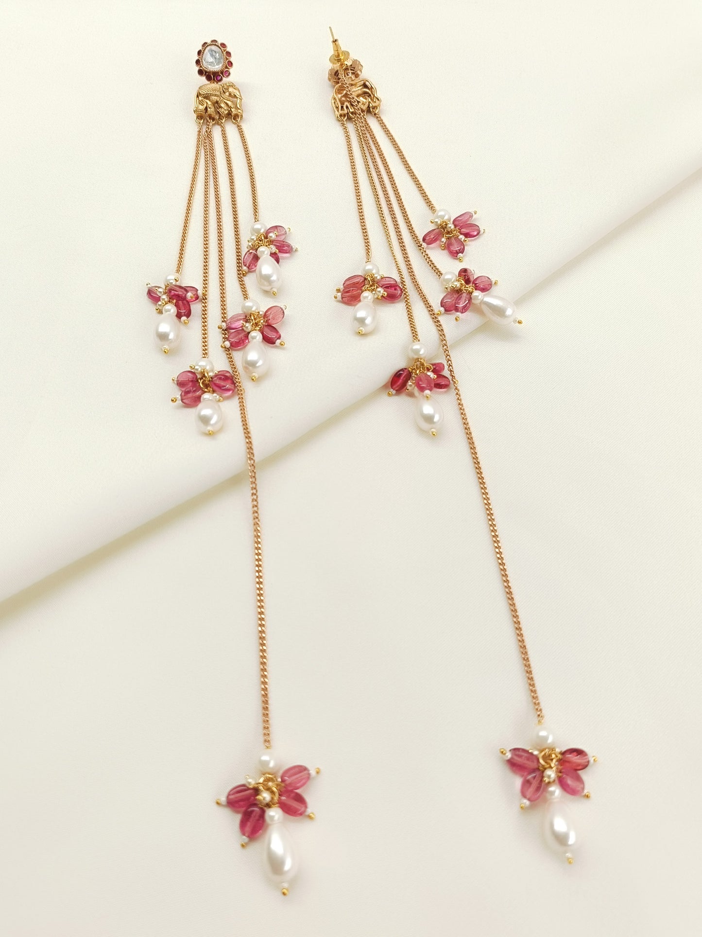 Madhulata Pink Kundan Earrings