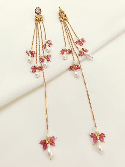 Madhulata Pink Kundan Earrings