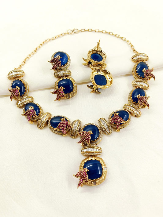 Ganishka Blue Boutique Necklace Set