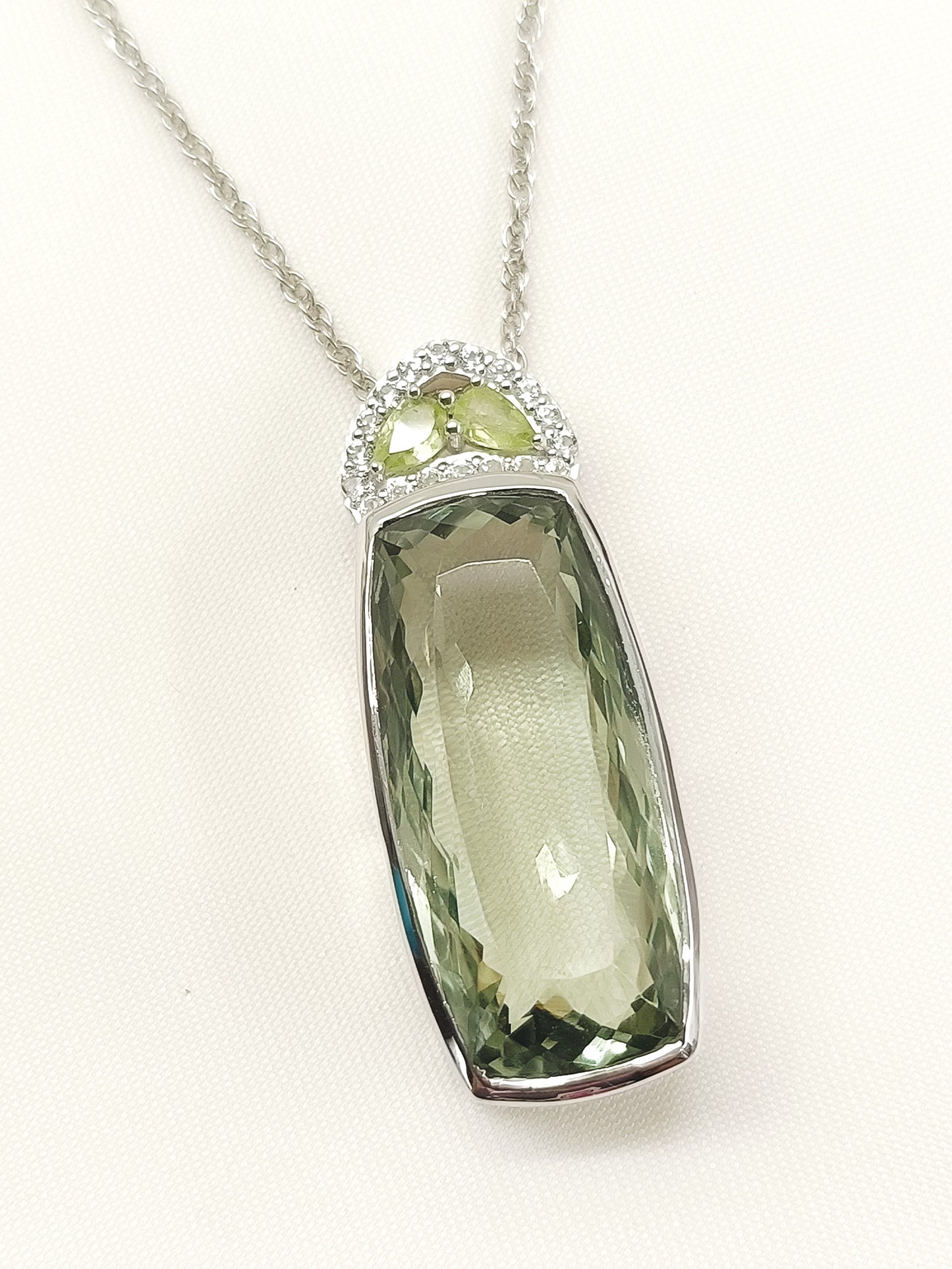 Ridhima Light Green 92.5 Silver Prasiolite Amethyst Stone Pendal