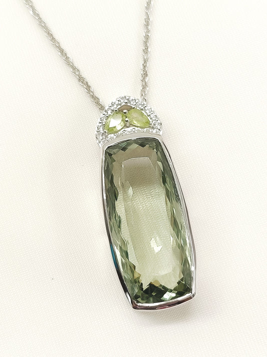 Ridhima Light Green 92.5 Silver Prasiolite Amethyst Stone Pendal