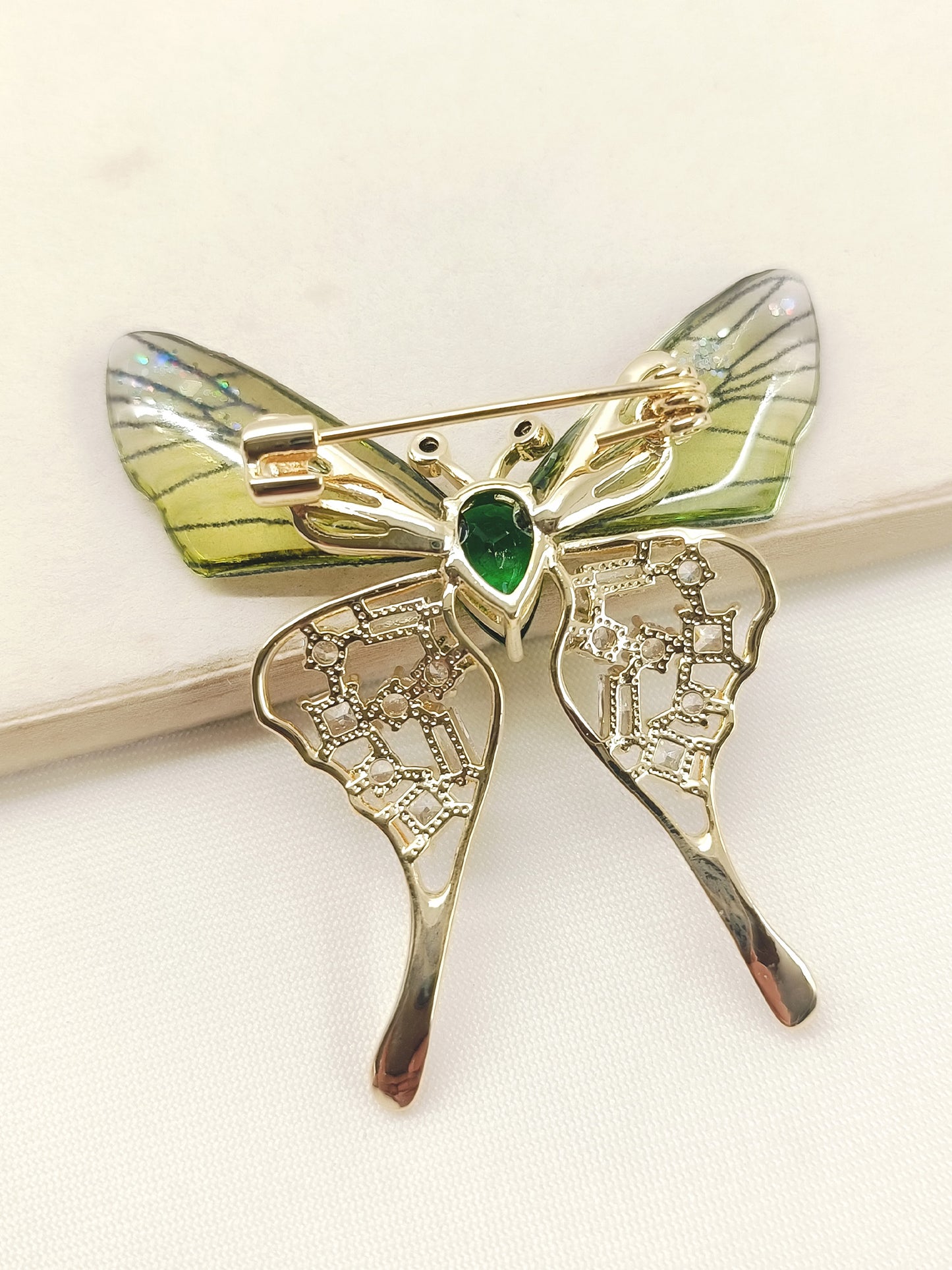 Arjita Green Butterfly Brooch