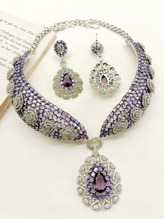 Ameliya Lavender American Diamond Set