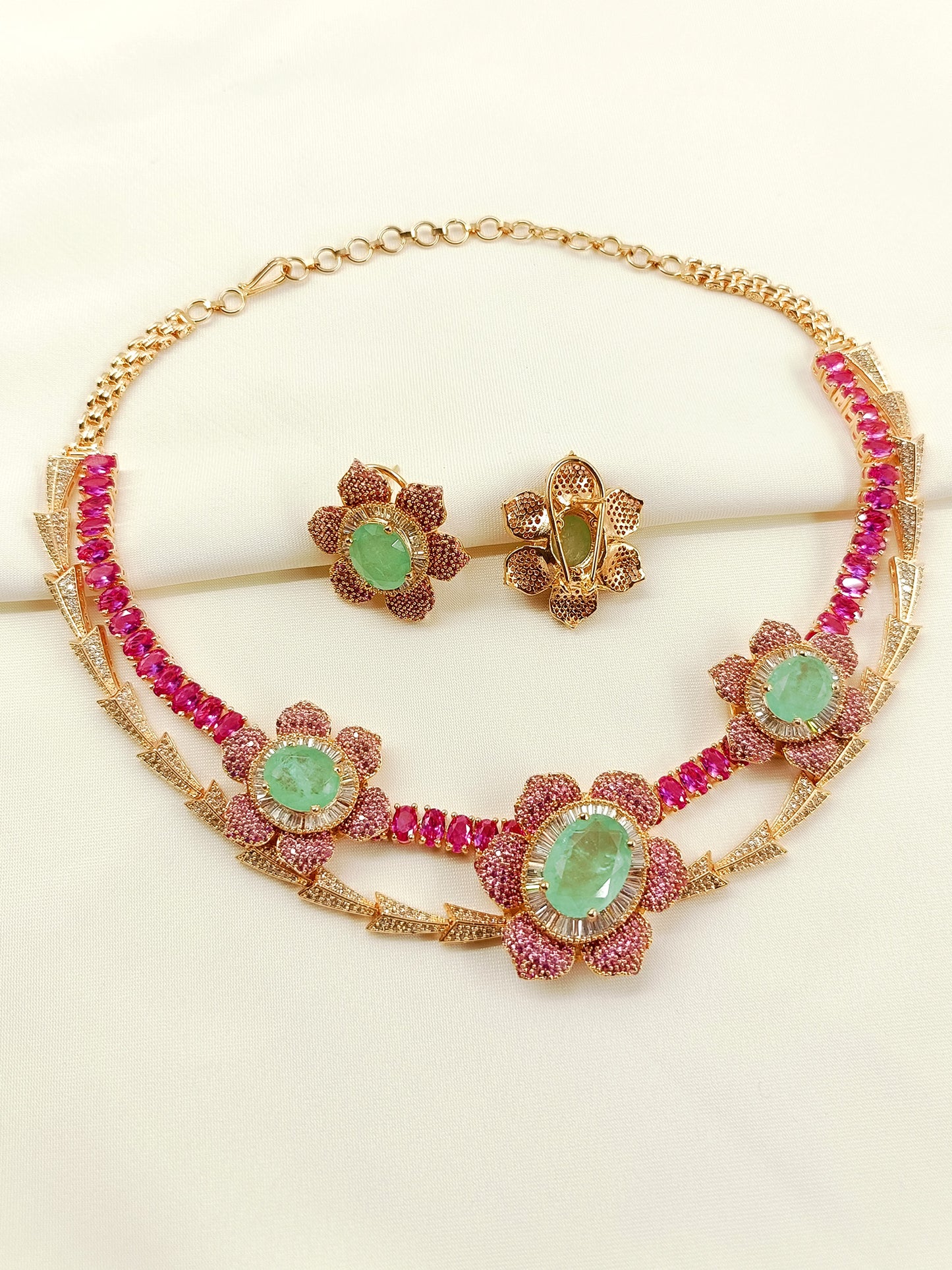 Lavika Pink American Diamond Choker Set