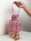 Barsha Pink Banarasi Brocade Potli Bag with Bolls Base