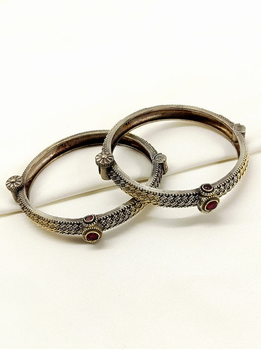 Kashini Ruby Oxidized Bangles