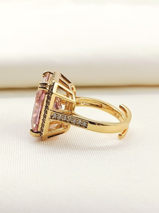 Vasundhara Baby Pink American Diamond Finger Ring