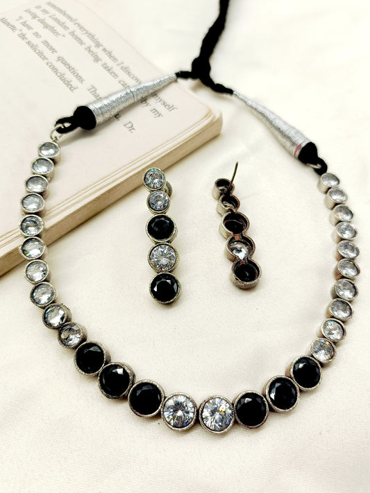 Pooja Black Oxidized Necklace Set