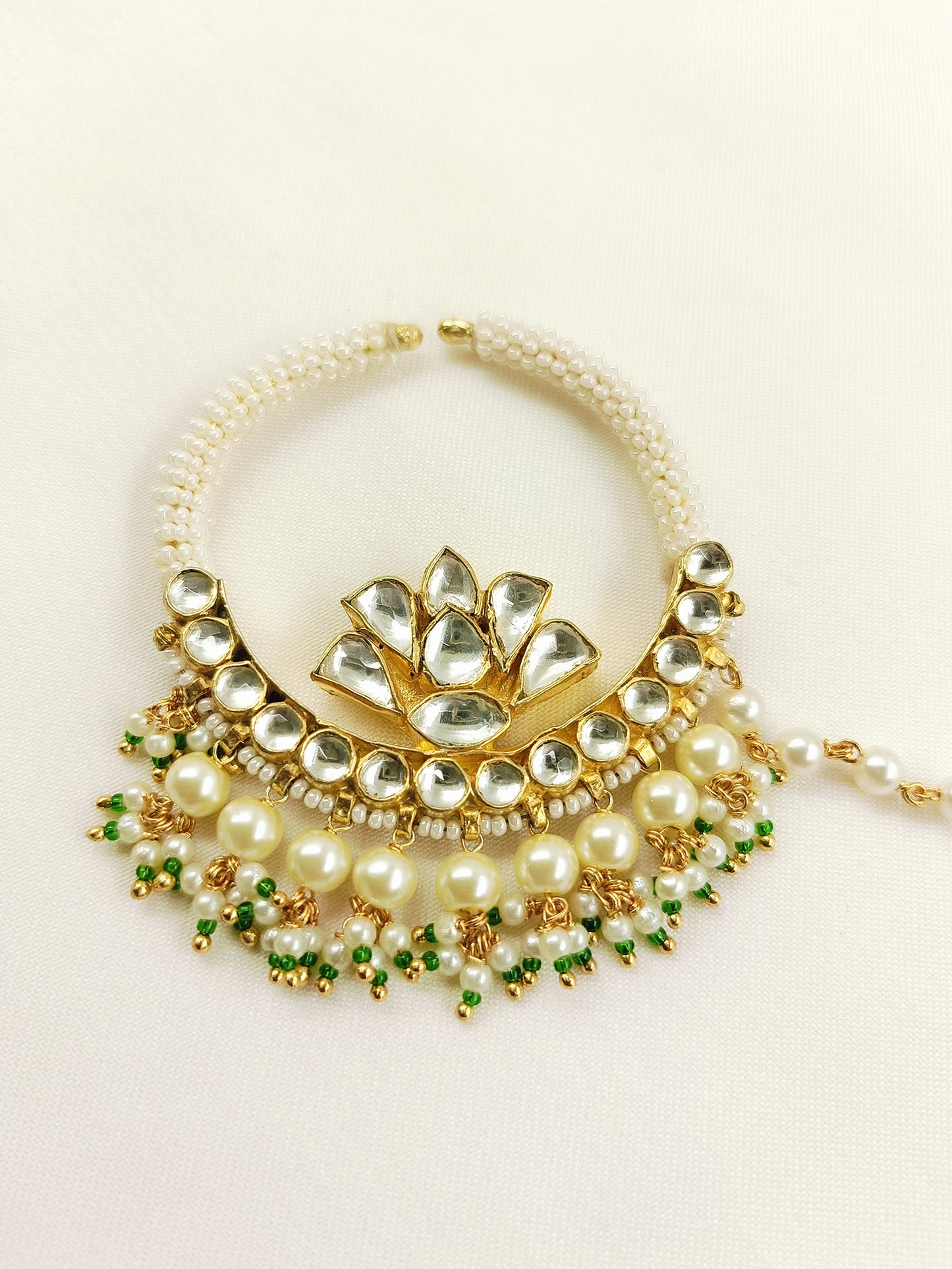 Tamara Lotus Kundan Nath with Pearl Chain