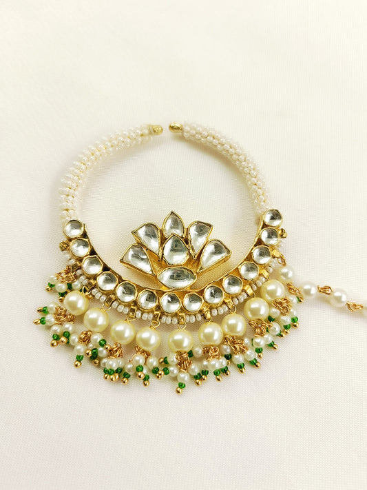 Tamara Lotus Kundan Nath with Pearl Chain