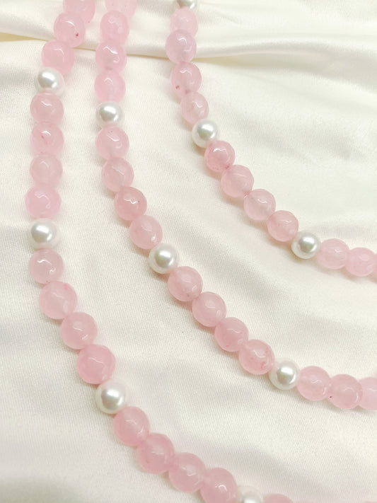 Sreeti Baby Pink Triple Layerd Beads Neckpiece