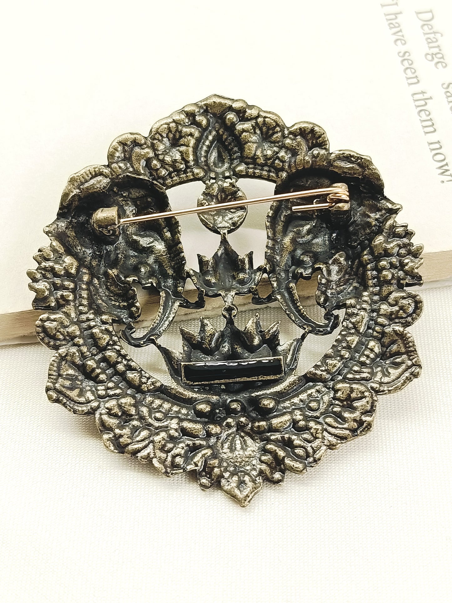 Aariv Antique Gold Elephant Men's Brooch