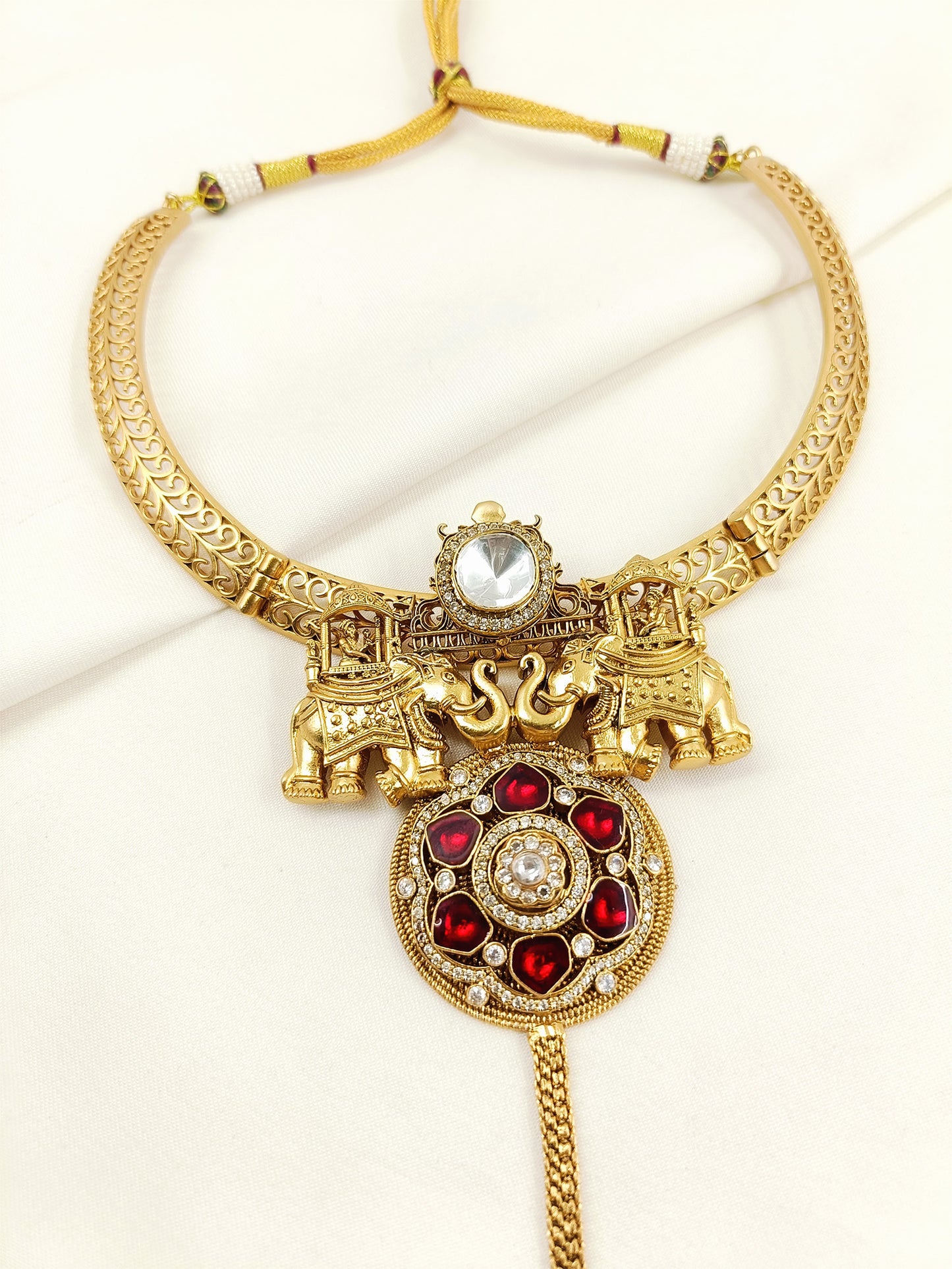 Kairav Ruby Men's Gold Hasli Neckpiece