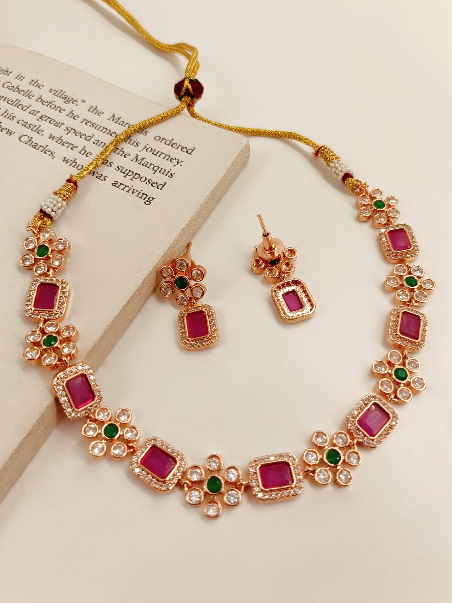 Saoirse R & G American Diamond Necklace Set