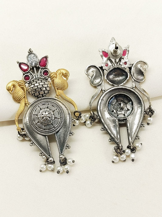 Tithi Ruby Oxidized Earring