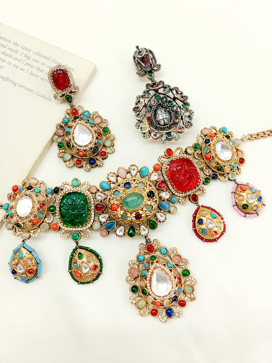 Sapna Navaratna Victorian Choker Set