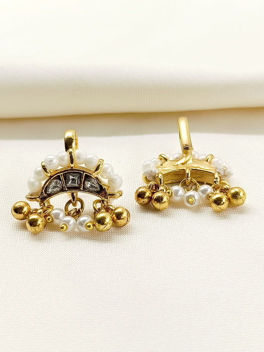 Kangana White Gold Plated Kundan Ear Cuff  [ Price is for Pair ]