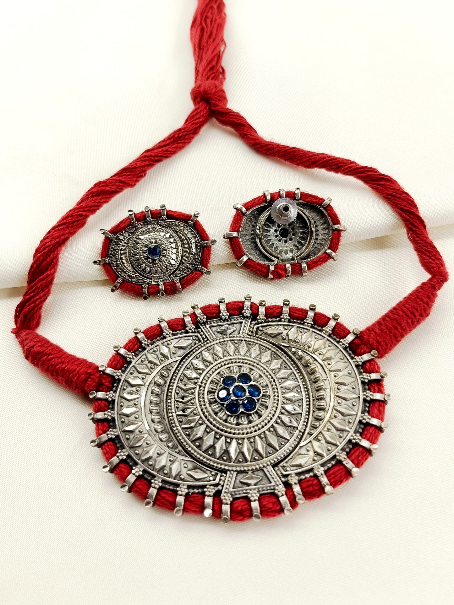 Laila Blue Oxidized Choker Set