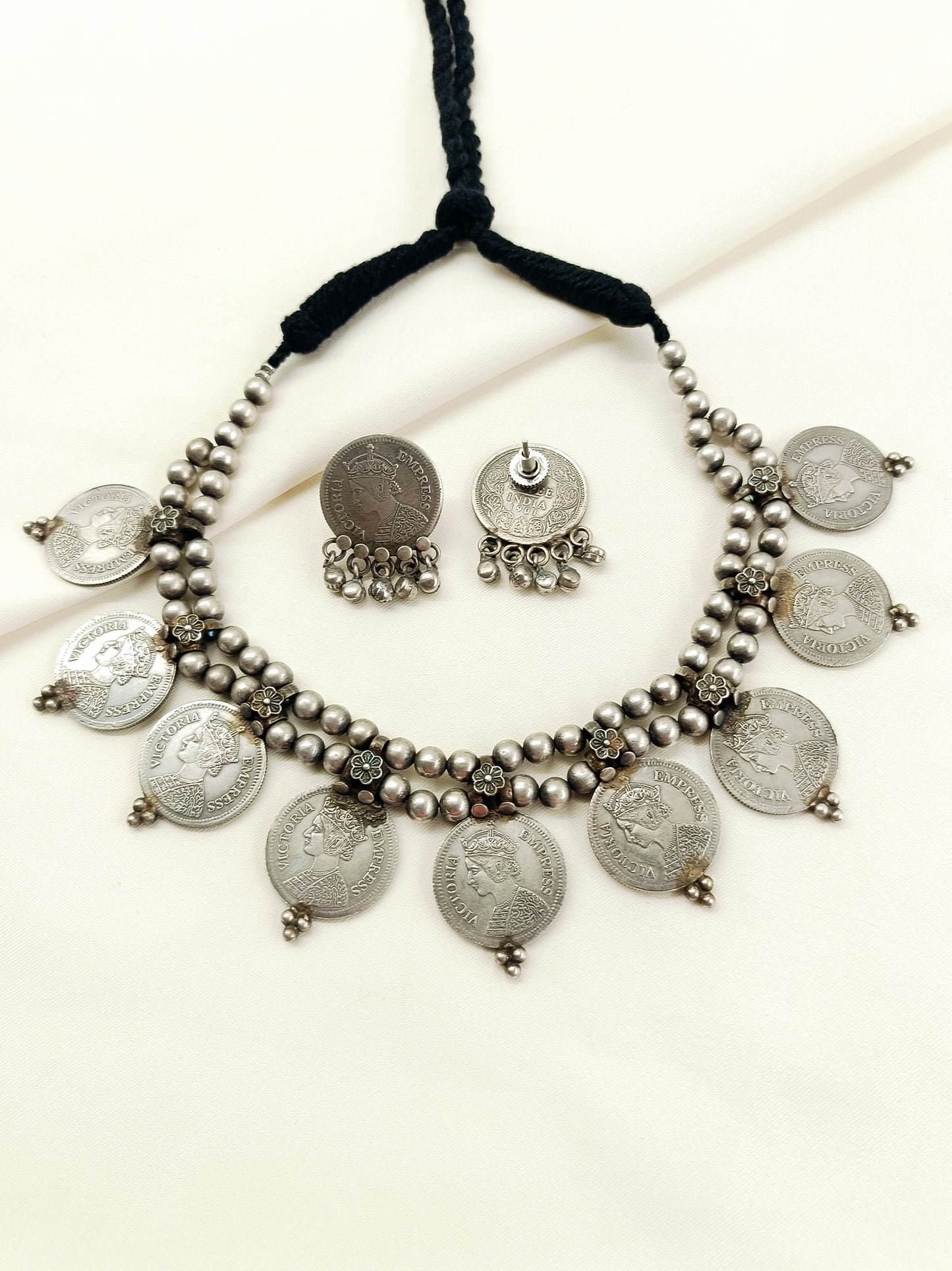 Karishma Plain Oxidized Coin Choker Set