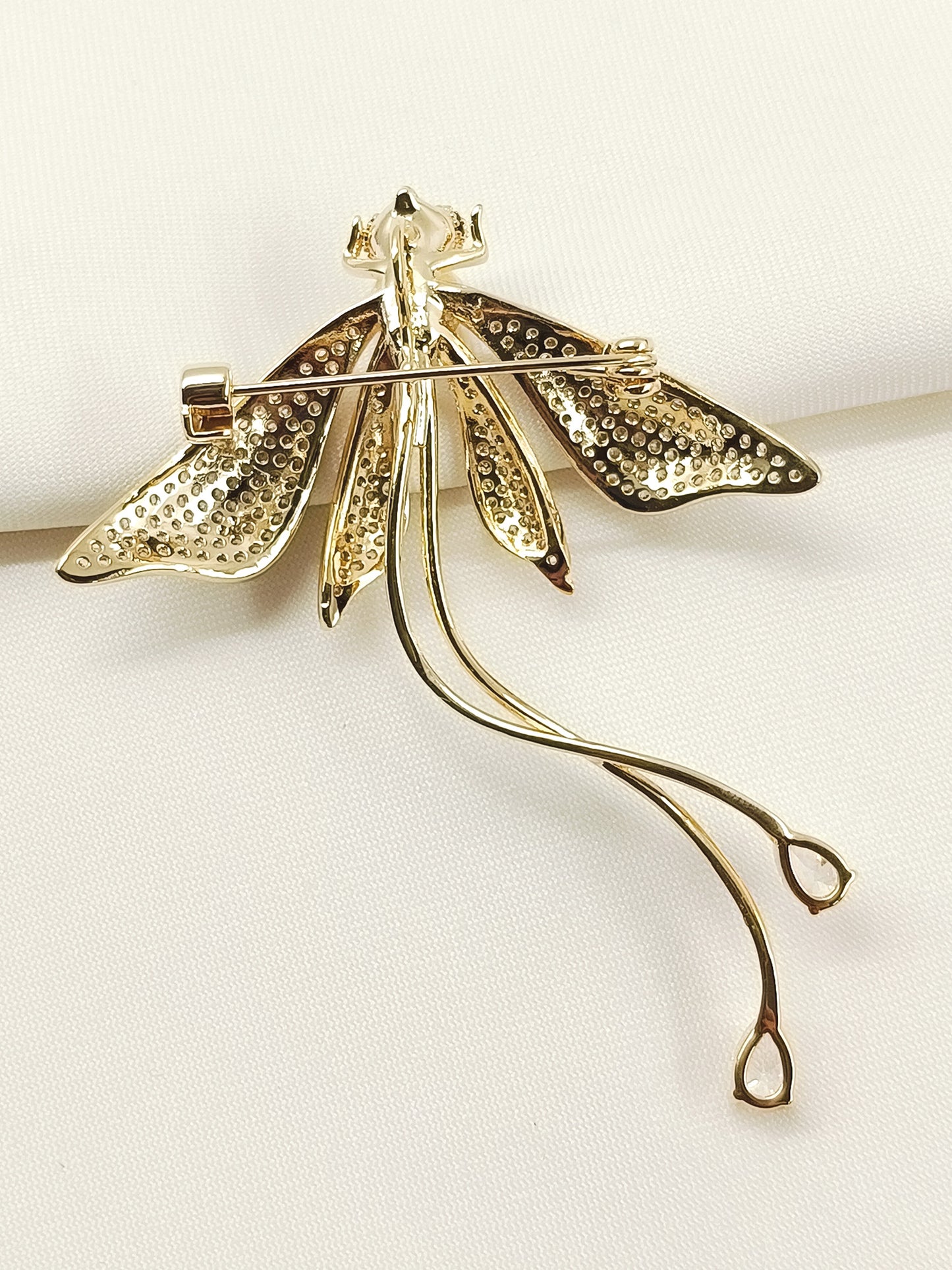 Chetaki White Dragonfly Brooch