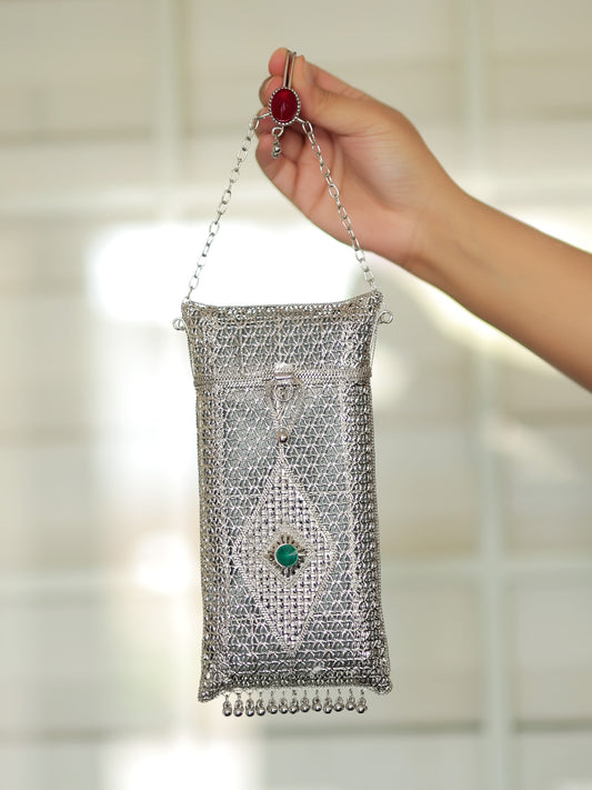 Pankh Silver Mobile Pouch