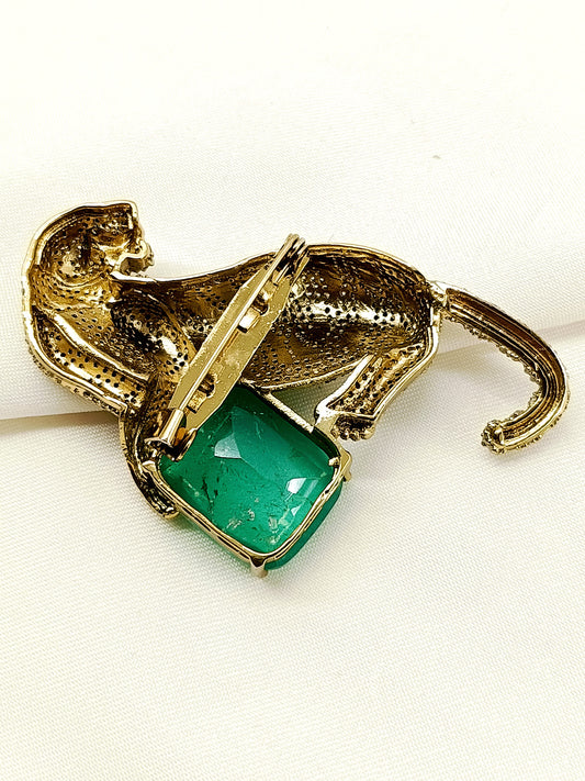 Avyaan Green Leopard Men's Brooch
