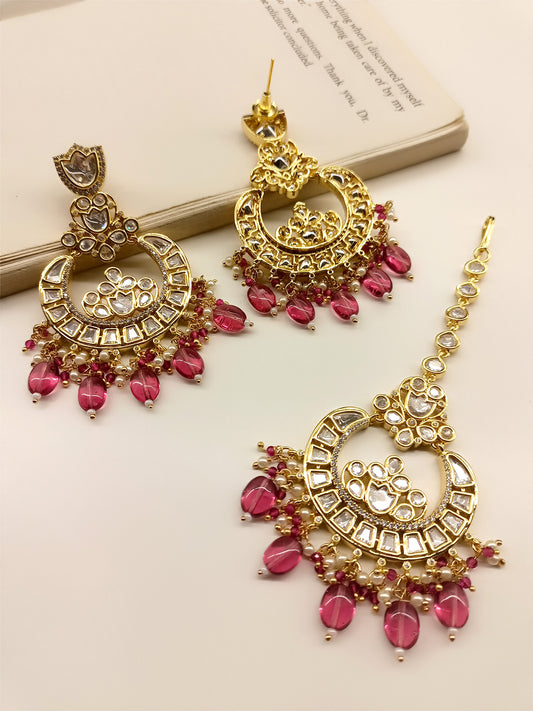 Zavanna Rose Pink Earrings With Teeka