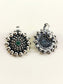 Tessa Oxidized Silver Sunburst Ear Cuff with Green Stone