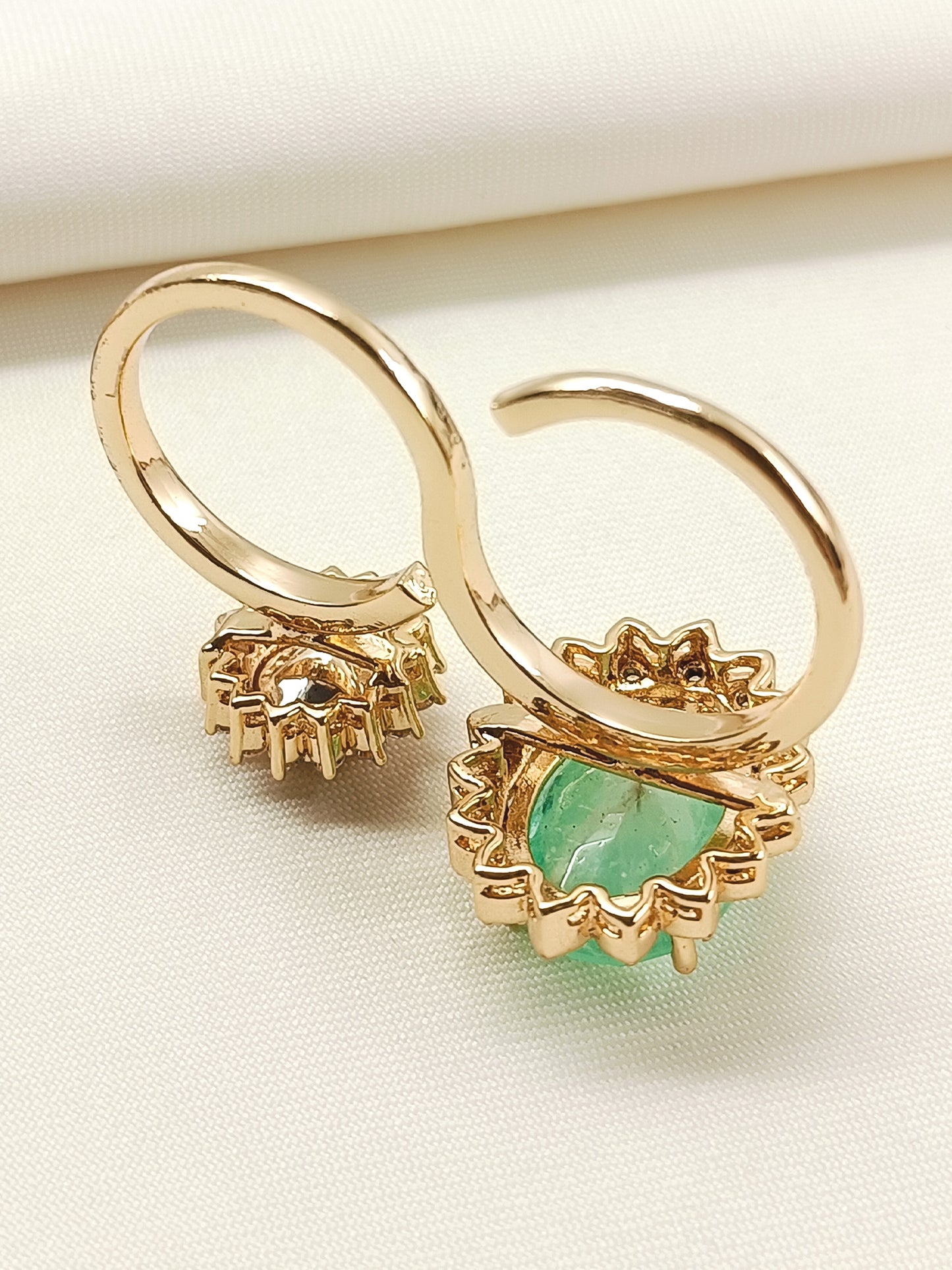 Yasogamya Mint Green Kundan Finger Ring