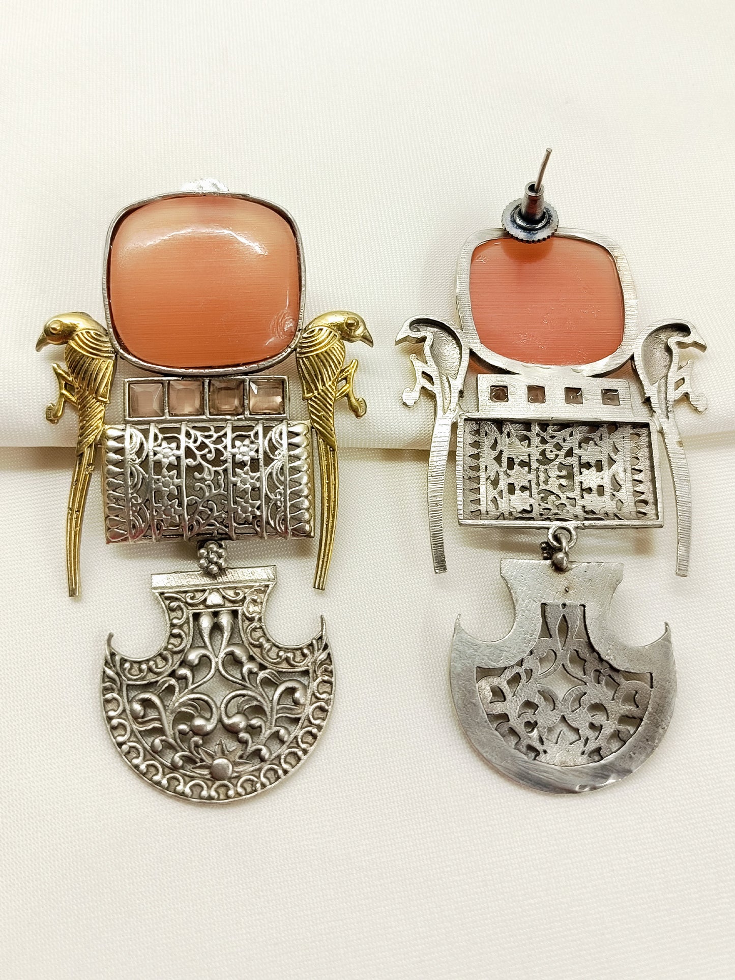 Taru Orange Oxidized Earring