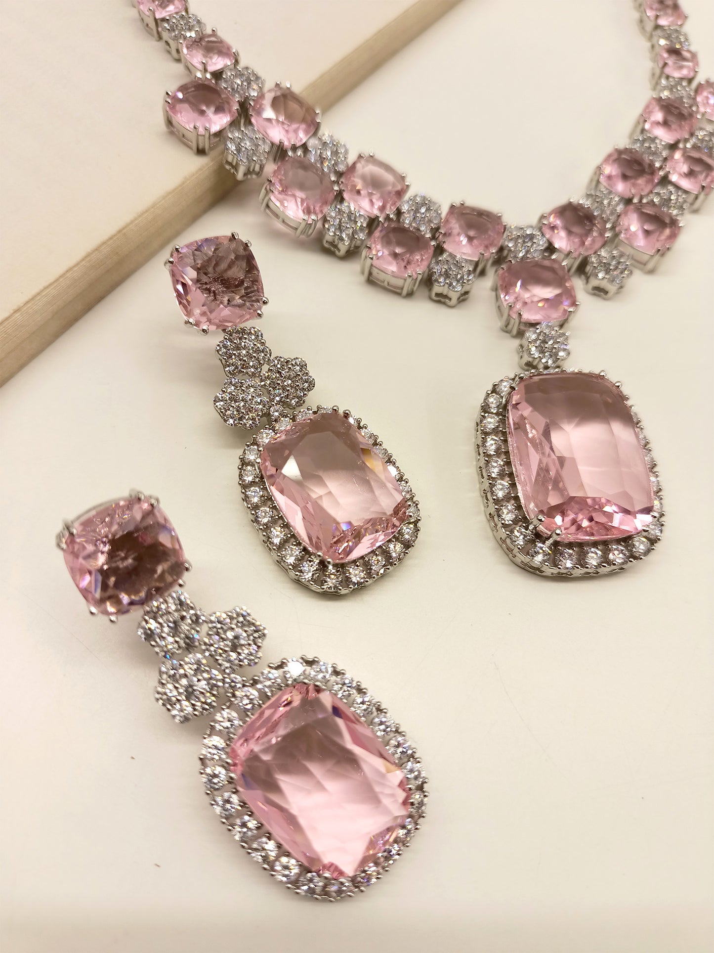 Rachita Pink American Diamond Set