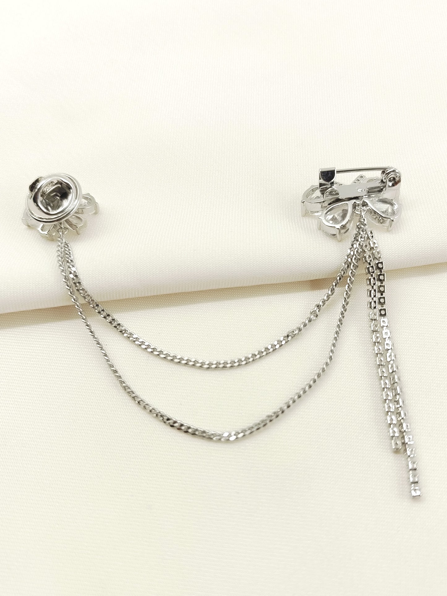 Nainsi Silver Butterfly Brooch Pin With Chain