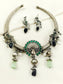 Madhushri Green Peacock Oxidized Hasli Style Necklace Set