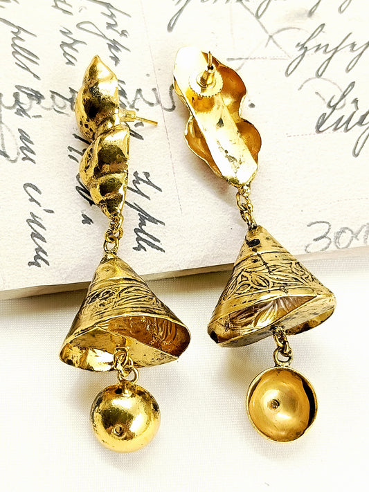 Audrina Golden Tribal Oxidized Earring