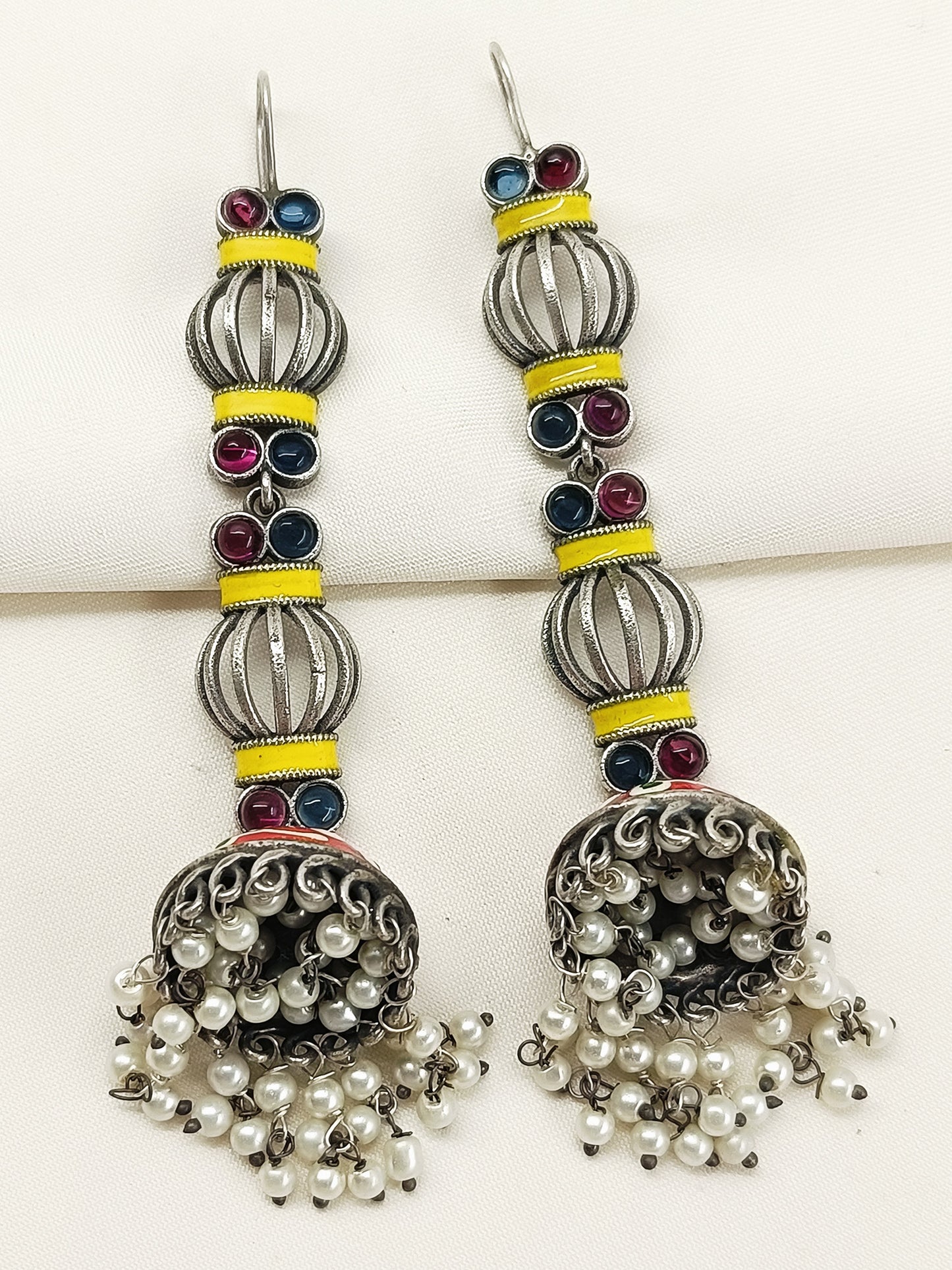 Garbha Multi Colour Oxidized Jhumki
