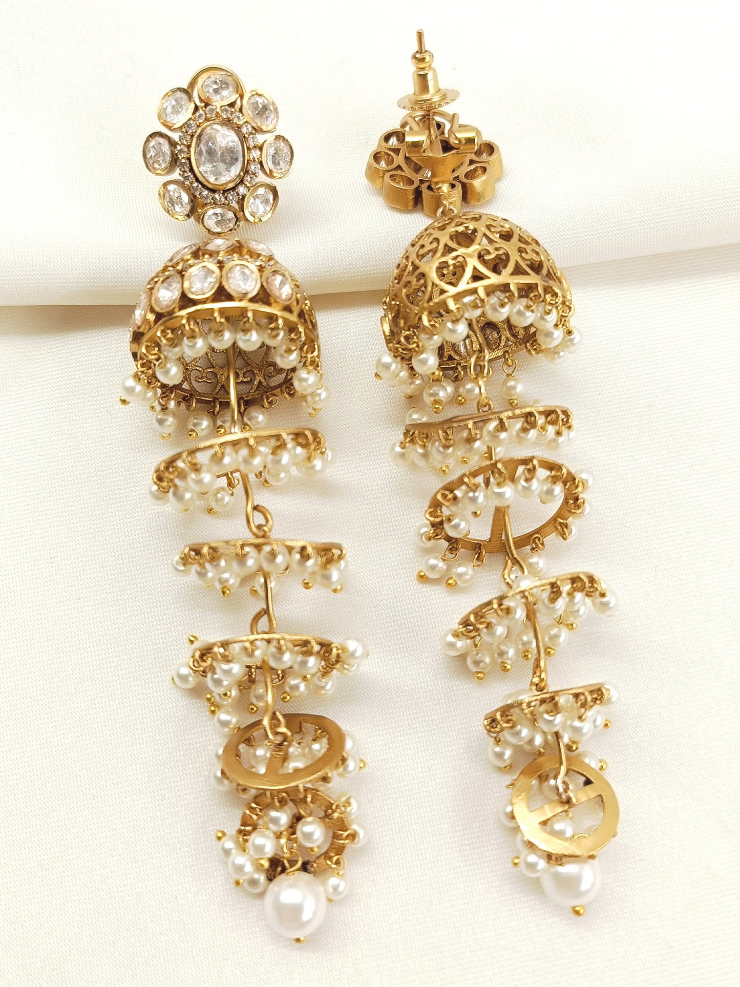 Shaziya White Kundan Jhumki