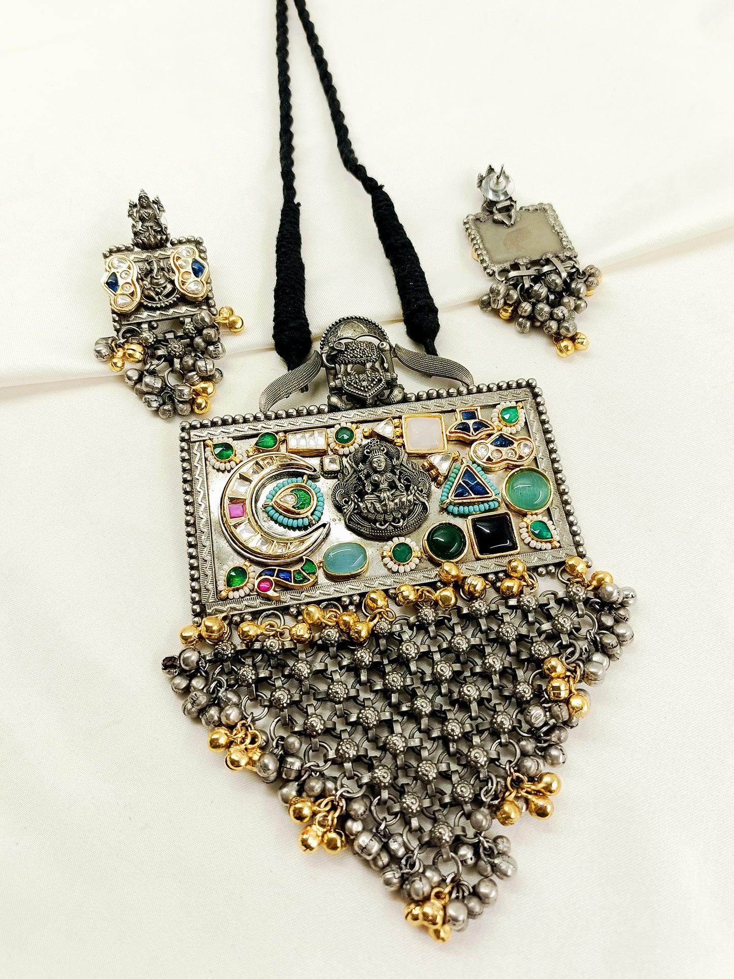 Nandini Multi Colour Oxidized Necklace Set