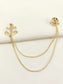 Sureeli Golden Anchor & Wheel Brooch Pin With Chain