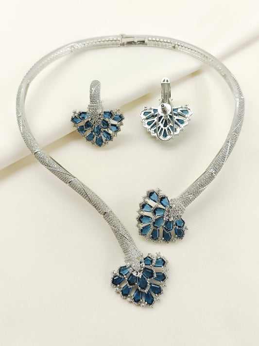 Darshika Blue American Diamond Hasli Styled Set