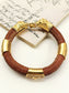 Lavish Royal Lion Head Leather Men's Bracelet