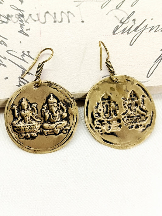 Prajval Golden Goddess Tribal Men's Earring