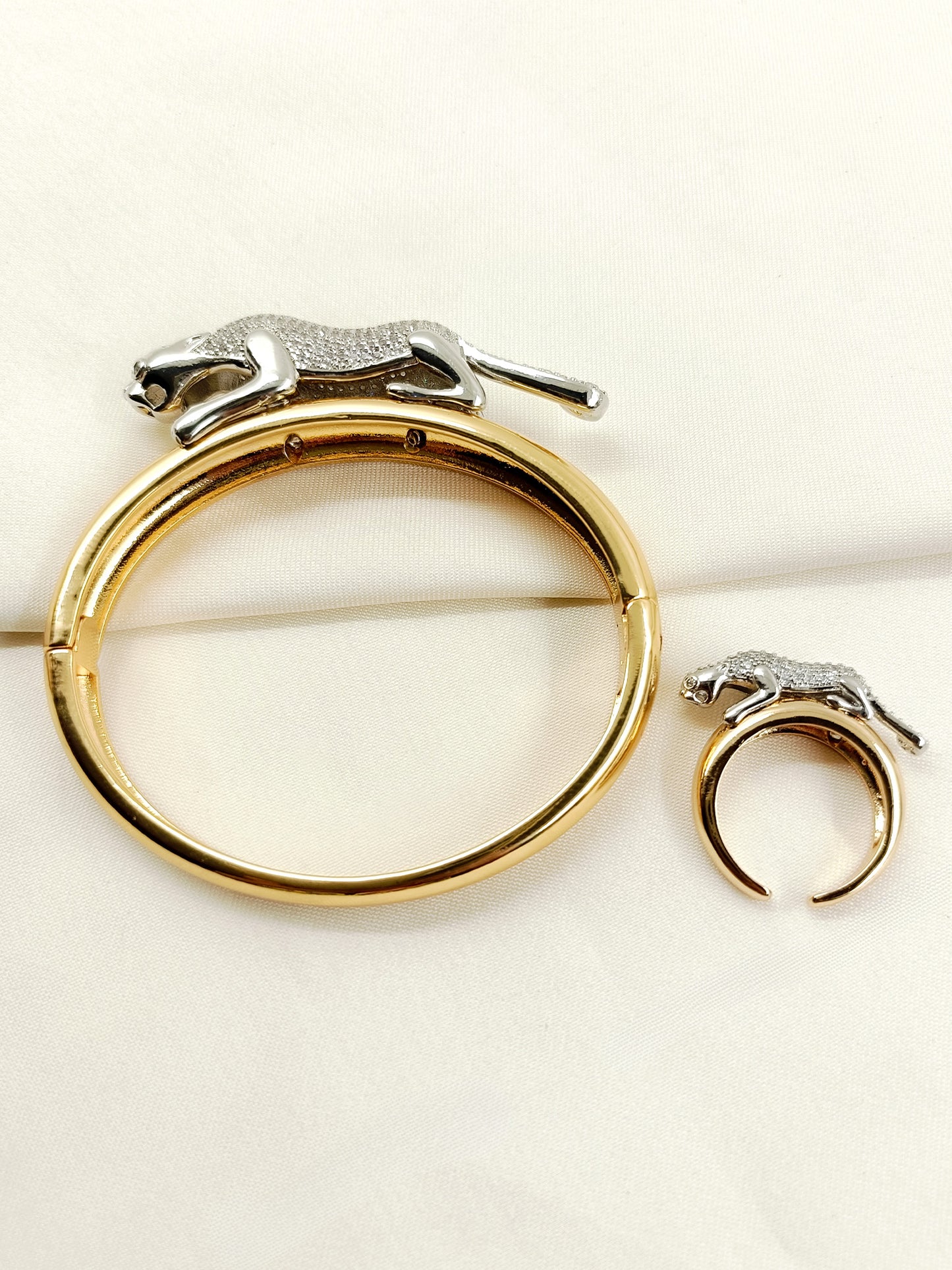 Ikshit Golden Leopard Men's Bracelet Ring Combo