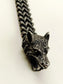 Kaiyen Black Men's Wolf Head Chain Bracelet
