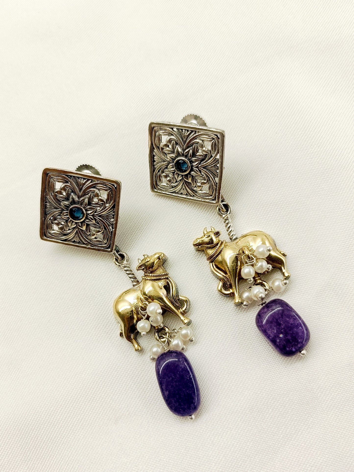 Sahiya Purple Oxidized Earrings