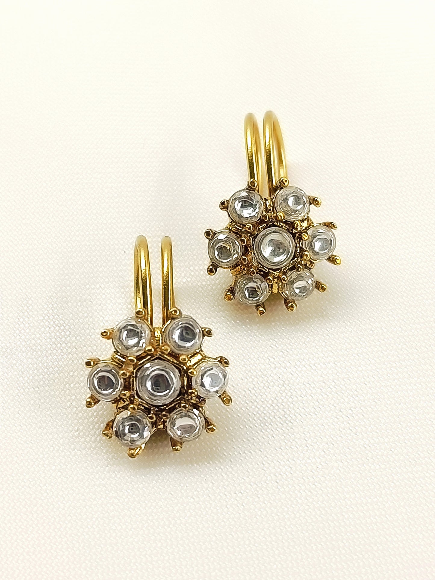 Kania White Floral Kundan Ear Cuffs